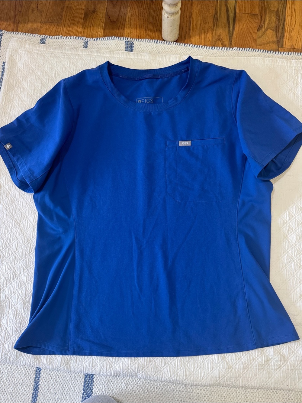 FIGS Cobalt Blue Short-Sleeve Crew Neck Scrub top Sz XXL
